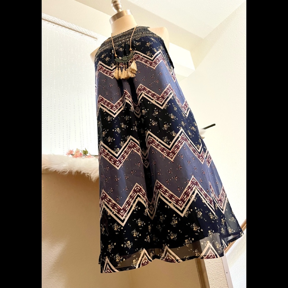 EUC M Beaded Blue Dress